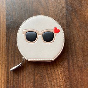 Sunglasses Face Round White Coach Coin Purse, EUC